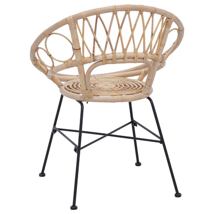 vidaXL Dining Chair 2 pcs Rattan and Iron Natural 54 x 65 x 82 cm