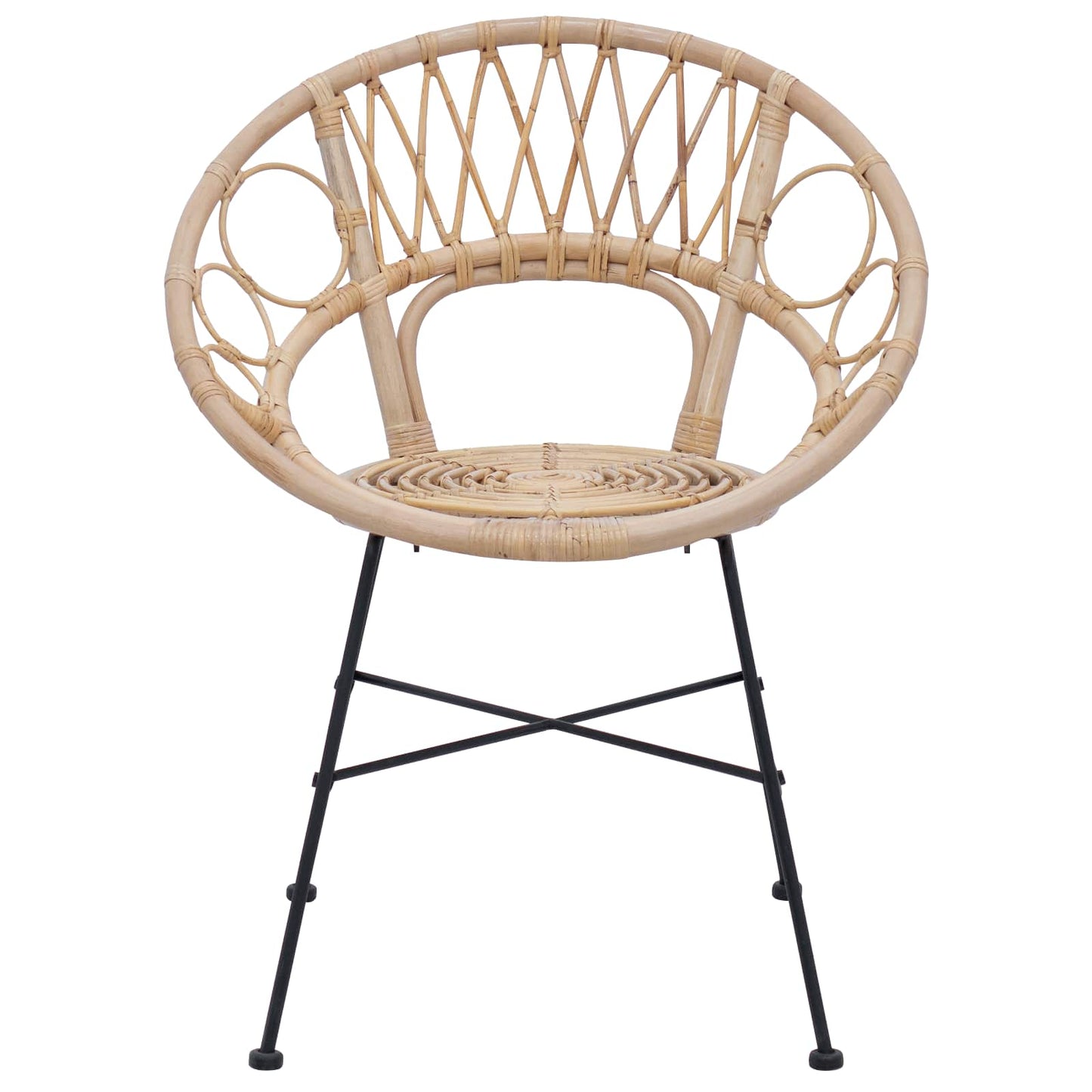 vidaXL Dining Chair 2 pcs Rattan and Iron Natural 54 x 65 x 82 cm