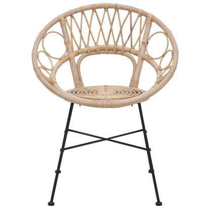 vidaXL Dining Chair 2 pcs Rattan and Iron Natural 54 x 65 x 82 cm