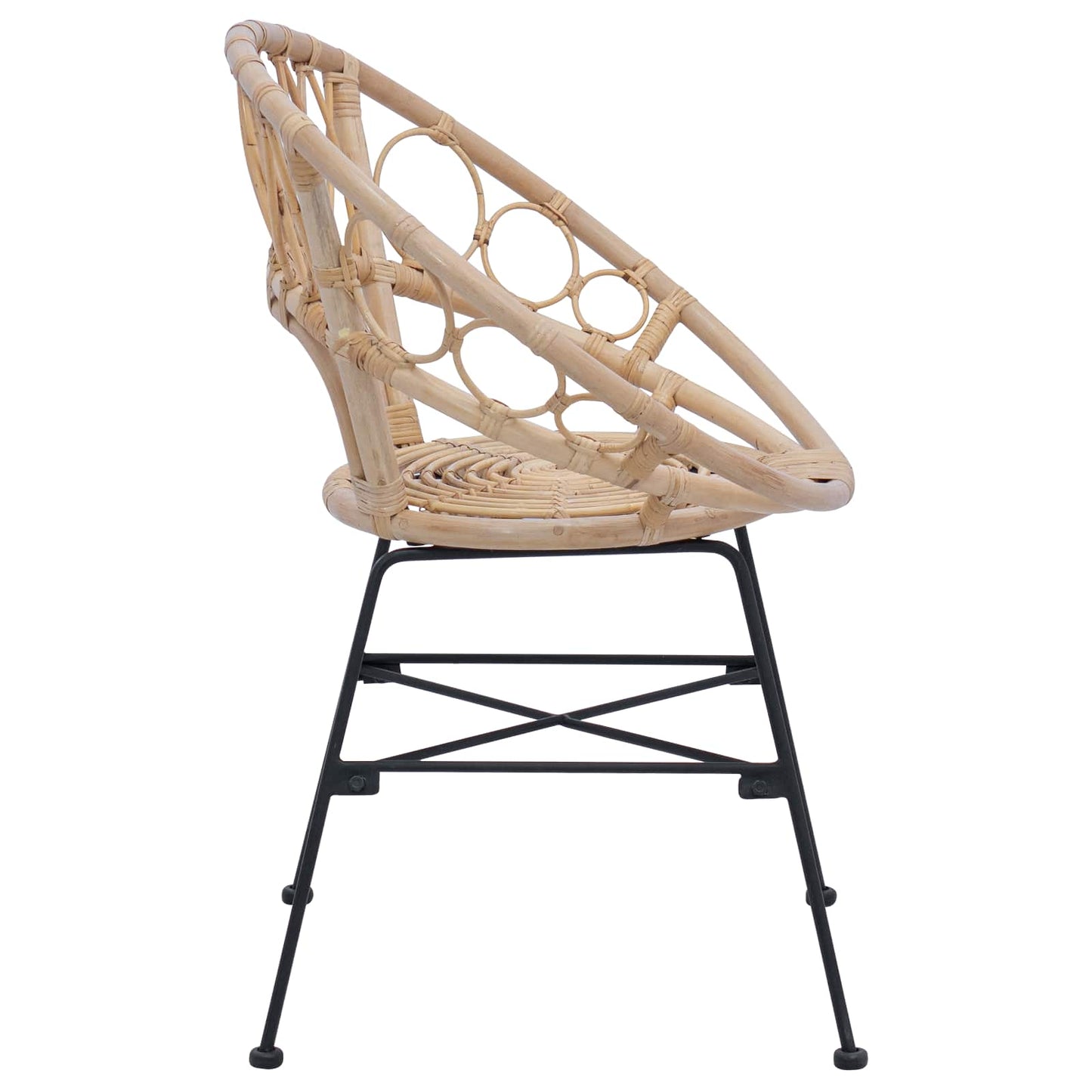 vidaXL Dining Chair 2 pcs Rattan and Iron Natural 54 x 65 x 82 cm