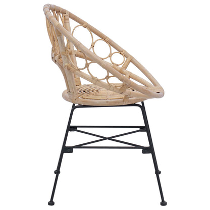 vidaXL Dining Chair 2 pcs Rattan and Iron Natural 54 x 65 x 82 cm