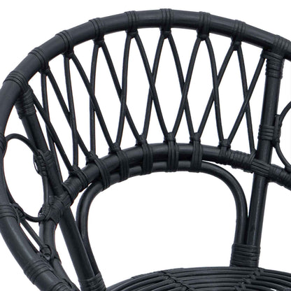 vidaXL Dining Chair 2 pcs Rattan and Iron Black 54 x 65 x 82 cm
