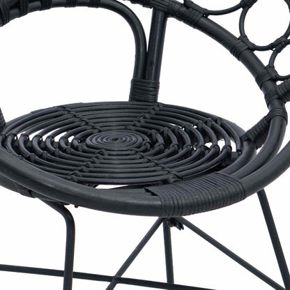 vidaXL Dining Chair 2 pcs Rattan and Iron Black 54 x 65 x 82 cm