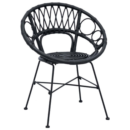 vidaXL Dining Chair 2 pcs Rattan and Iron Black 54 x 65 x 82 cm