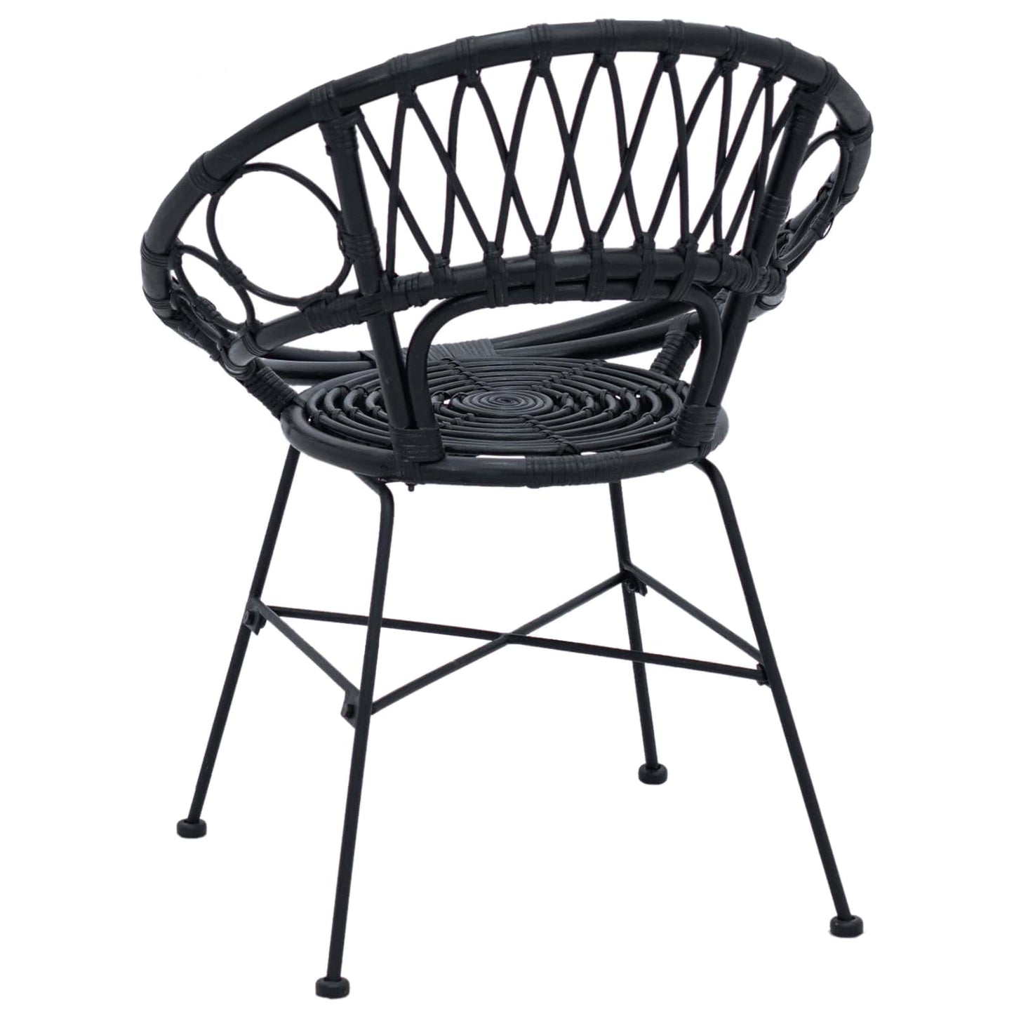 vidaXL Dining Chair 2 pcs Rattan and Iron Black 54 x 65 x 82 cm