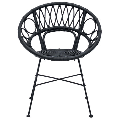 vidaXL Dining Chair 2 pcs Rattan and Iron Black 54 x 65 x 82 cm