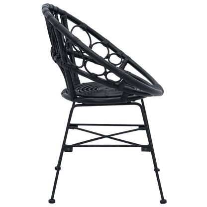 vidaXL Dining Chair 2 pcs Rattan and Iron Black 54 x 65 x 82 cm