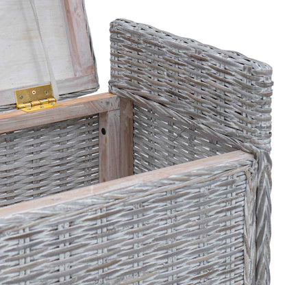 vidaXL Storage Bench with Cushion White Wash 110 x 40 x 50 cm Rattan