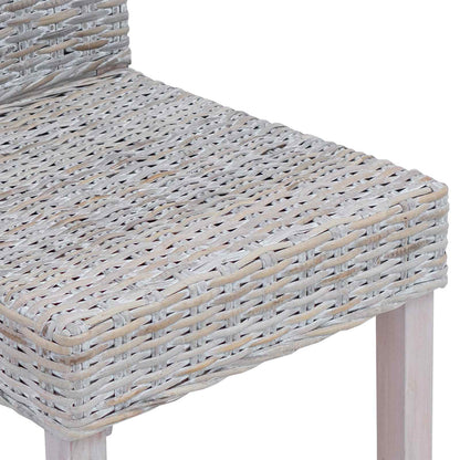 vidaXL Dining Chair 2 pcs Solid Mahogany Wood White Wash
