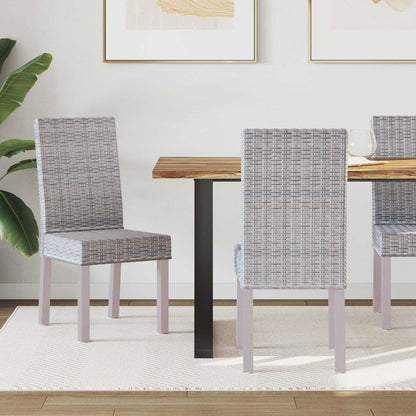 vidaXL Dining Chair 2 pcs Solid Mahogany Wood White Wash