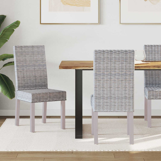 vidaXL Dining Chair 2 pcs Solid Mahogany Wood White Wash