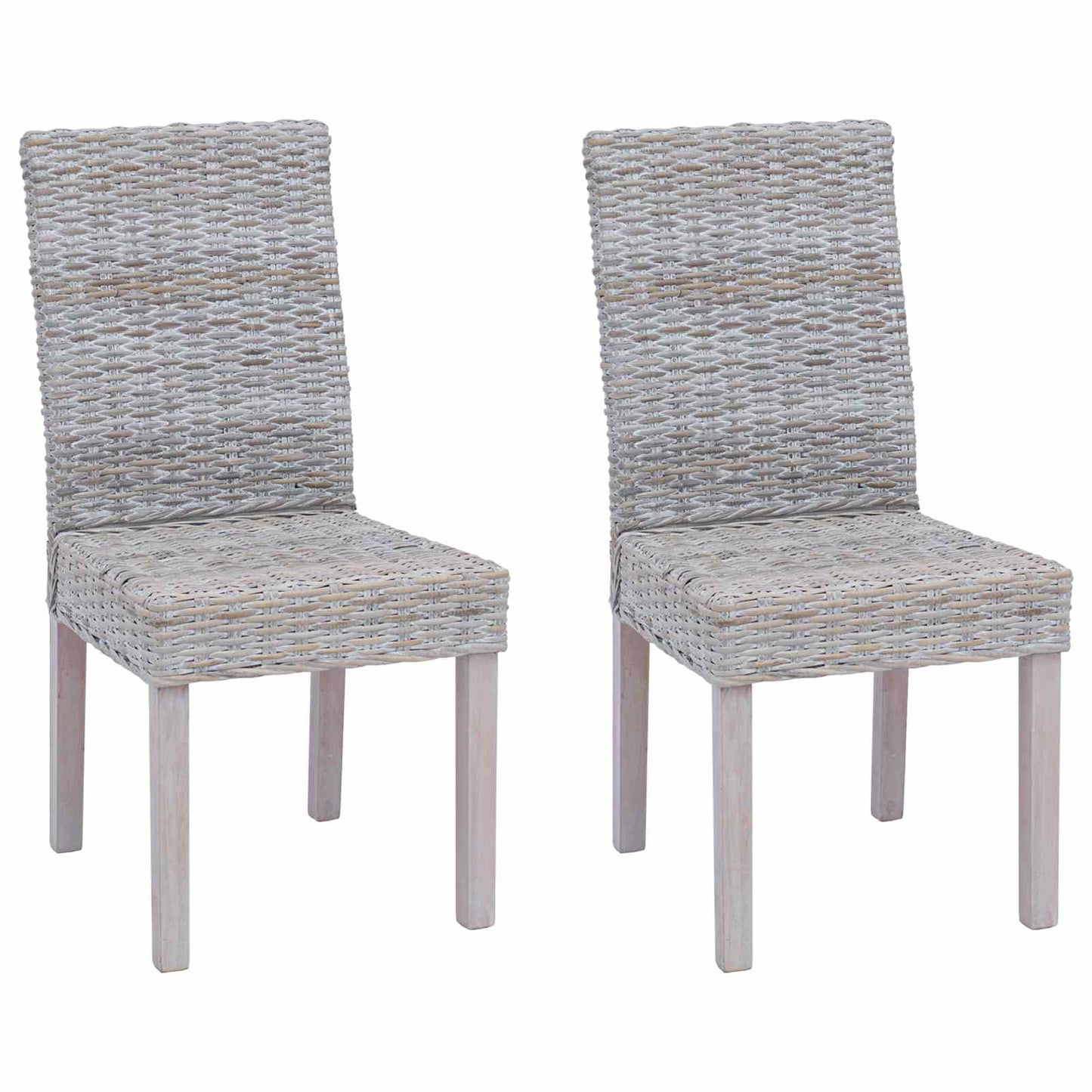 vidaXL Dining Chair 2 pcs Solid Mahogany Wood White Wash