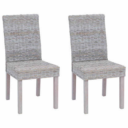 vidaXL Dining Chair 2 pcs Solid Mahogany Wood White Wash