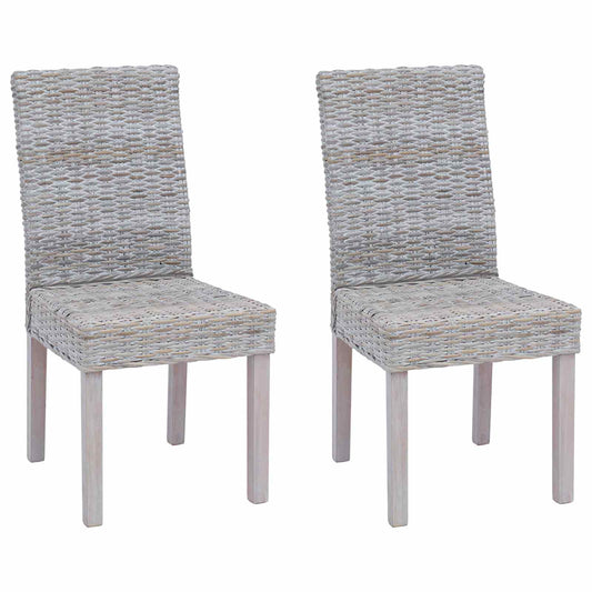 vidaXL Dining Chair 2 pcs Solid Mahogany Wood White Wash
