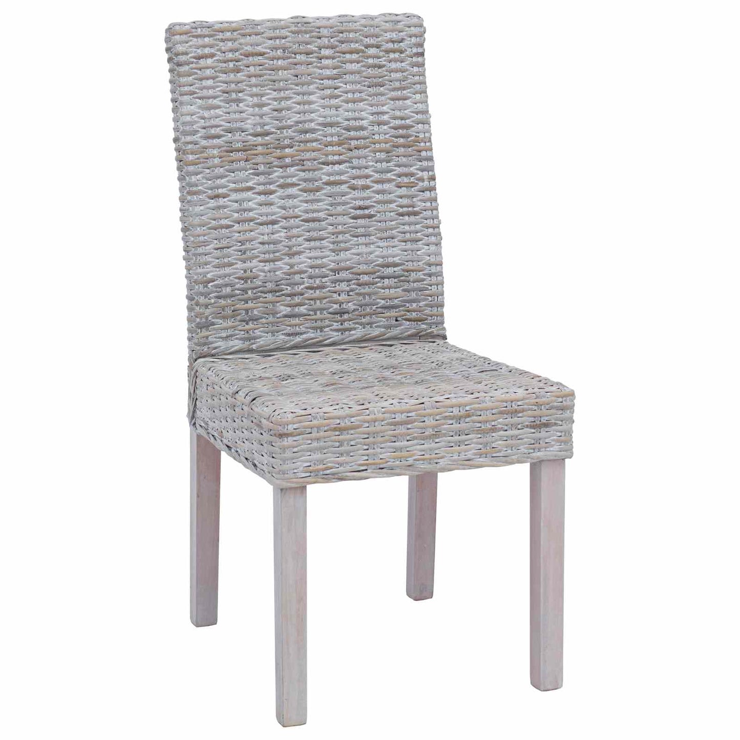 vidaXL Dining Chair 2 pcs Solid Mahogany Wood White Wash