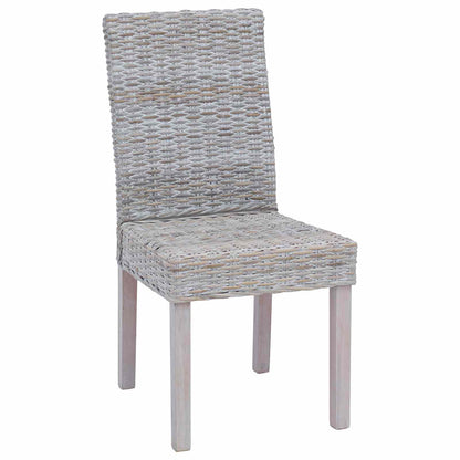 vidaXL Dining Chair 2 pcs Solid Mahogany Wood White Wash
