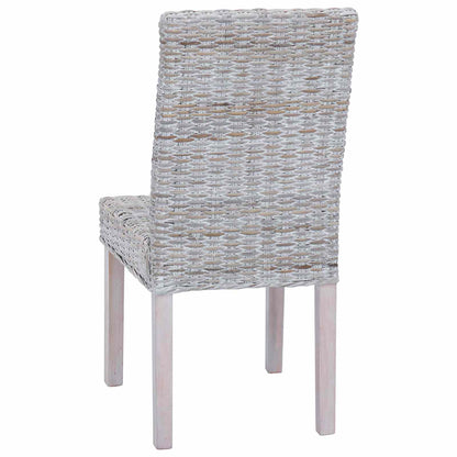 vidaXL Dining Chair 2 pcs Solid Mahogany Wood White Wash