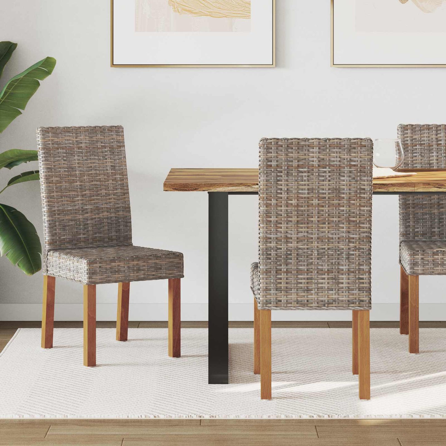 vidaXL Dining Chair 2 pcs Solid Mahogany Wood Kubu Grey