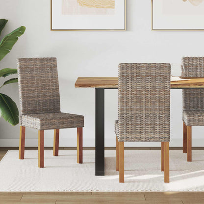 vidaXL Dining Chair 2 pcs Solid Mahogany Wood Kubu Grey