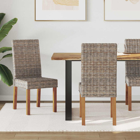 vidaXL Dining Chair 2 pcs Solid Mahogany Wood Kubu Grey