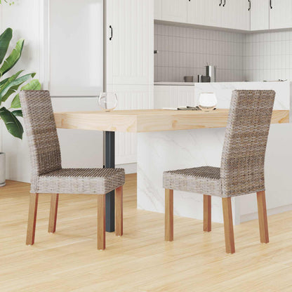 vidaXL Dining Chair 2 pcs Solid Mahogany Wood Kubu Grey