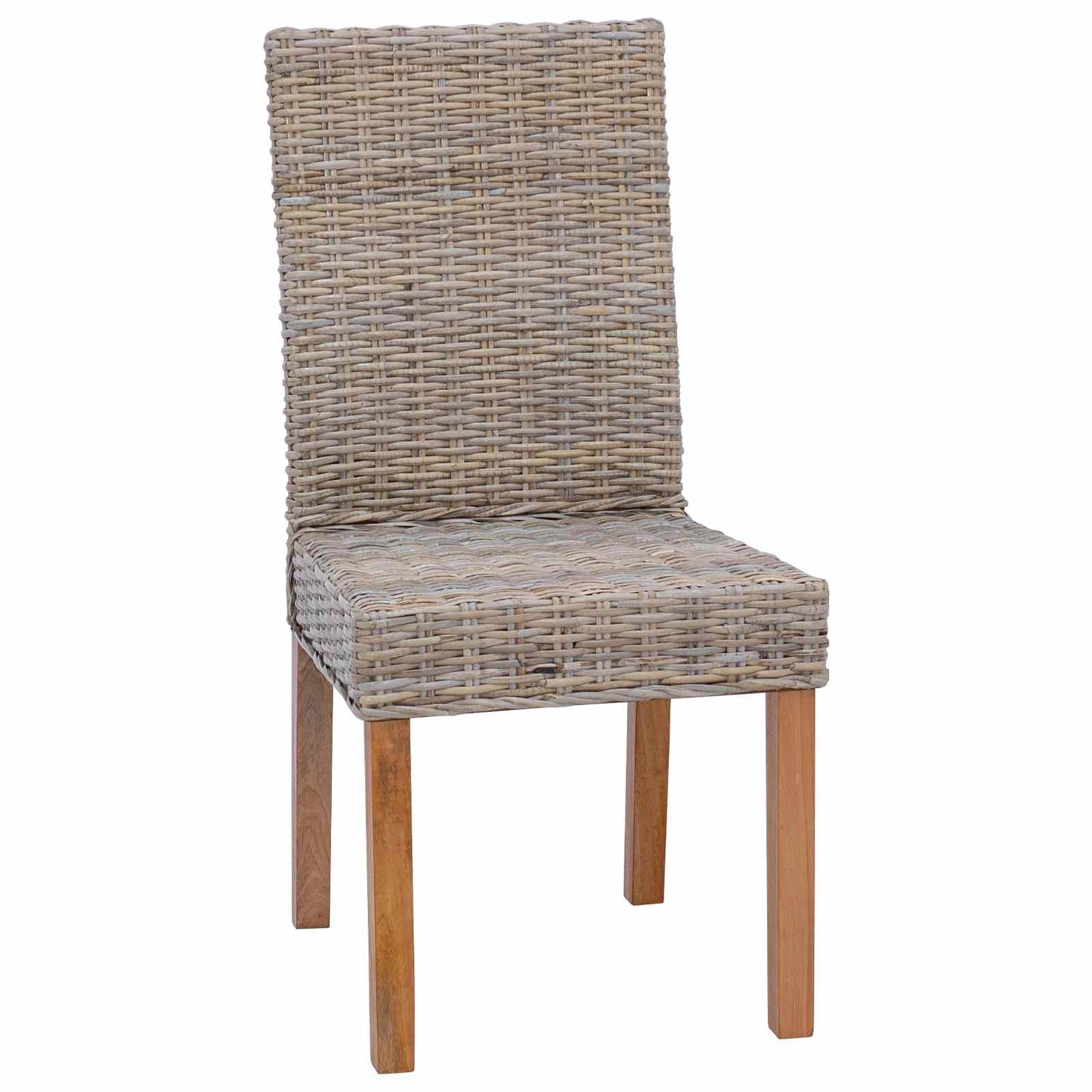 vidaXL Dining Chair 2 pcs Solid Mahogany Wood Kubu Grey