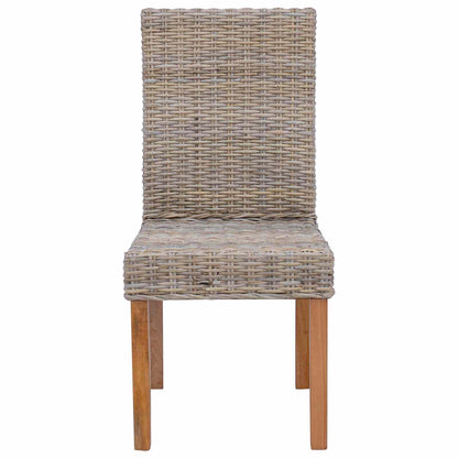 vidaXL Dining Chair 2 pcs Solid Mahogany Wood Kubu Grey