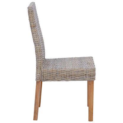 vidaXL Dining Chair 2 pcs Solid Mahogany Wood Kubu Grey