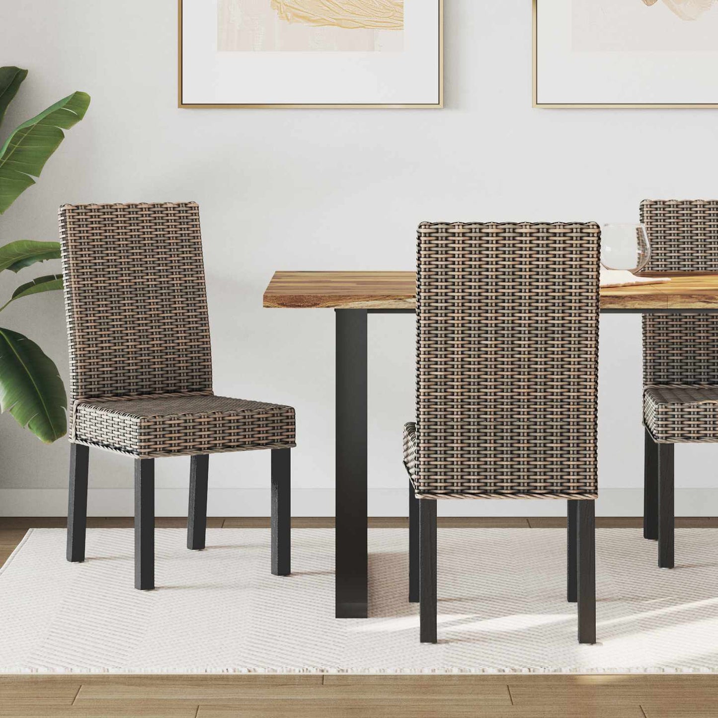 vidaXL Dining Chair 2 pcs Solid Mahogany Wood Black Wash