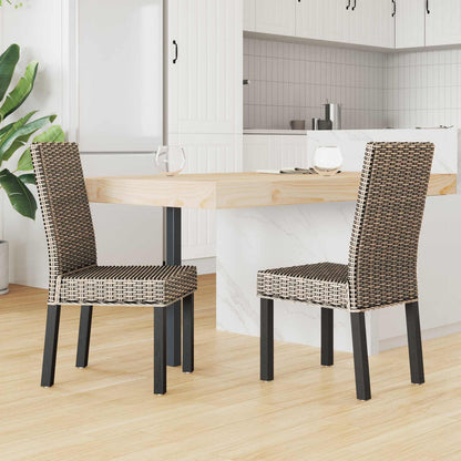 vidaXL Dining Chair 2 pcs Solid Mahogany Wood Black Wash