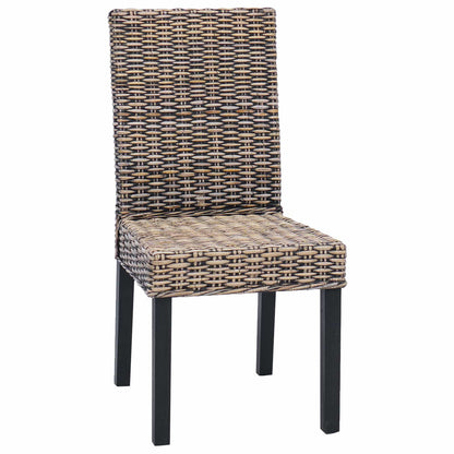 vidaXL Dining Chair 2 pcs Solid Mahogany Wood Black Wash