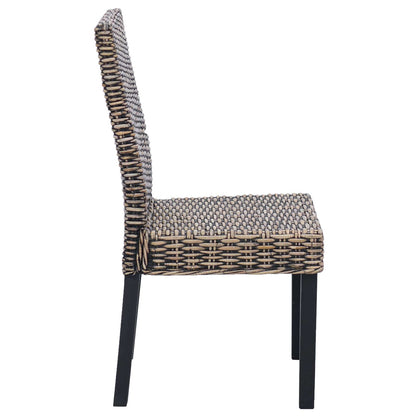 vidaXL Dining Chair 2 pcs Solid Mahogany Wood Black Wash