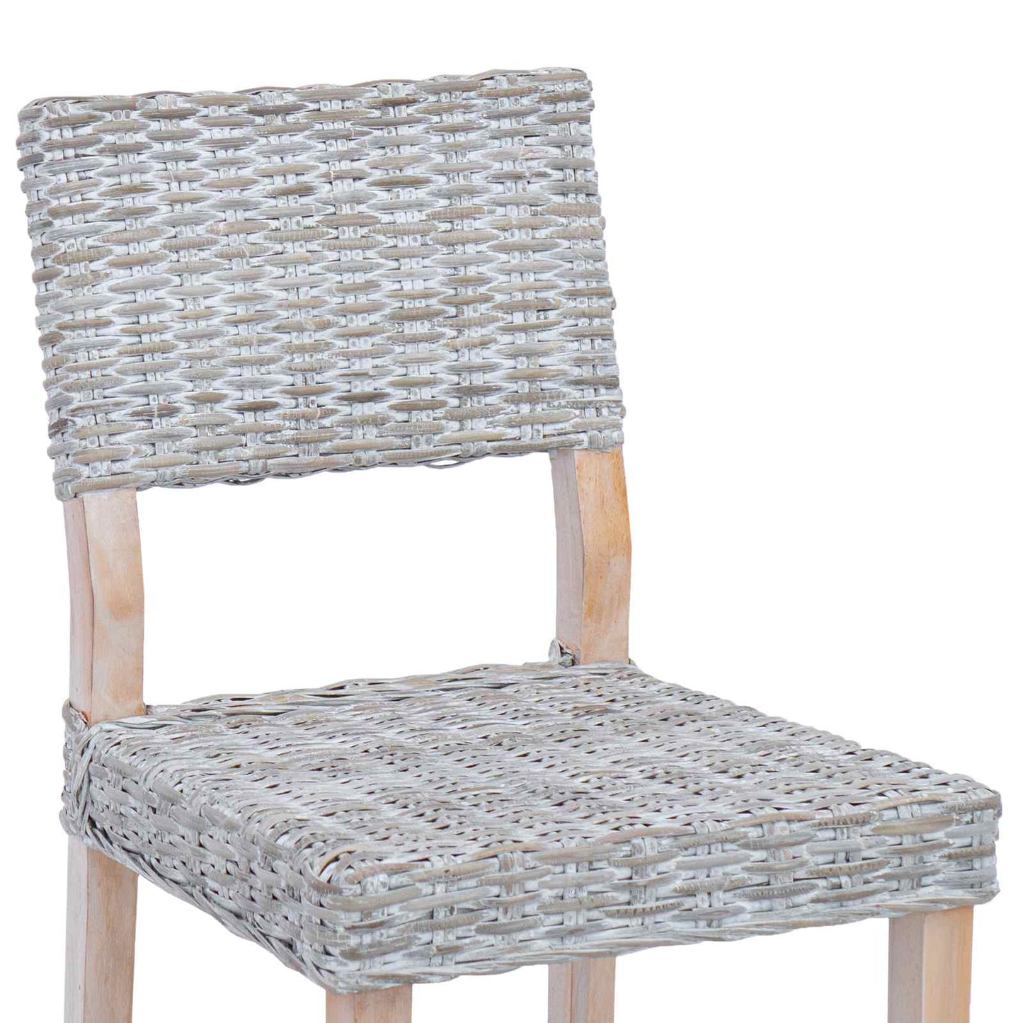 vidaXL Dining Chair 2 pcs Kubu Rattan White Wash 46 x 55 x 84 cm