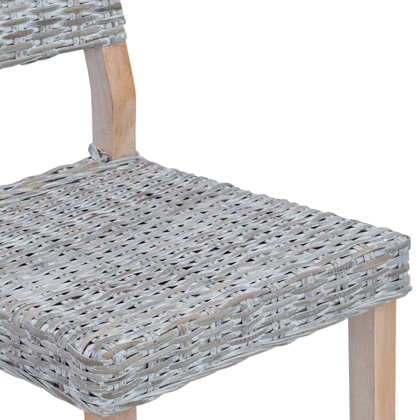 vidaXL Dining Chair 2 pcs Kubu Rattan White Wash 46 x 55 x 84 cm
