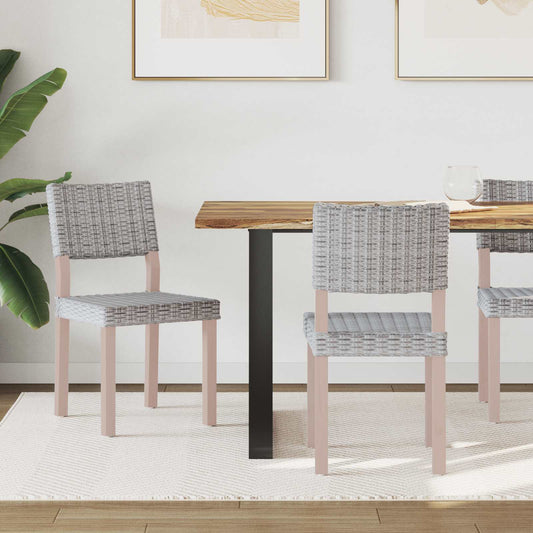 vidaXL Dining Chair 2 pcs Kubu Rattan White Wash 46 x 55 x 84 cm