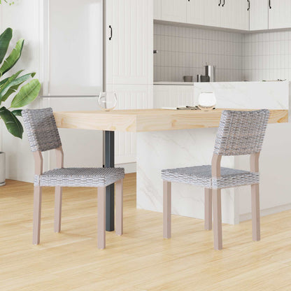 vidaXL Dining Chair 2 pcs Kubu Rattan White Wash 46 x 55 x 84 cm