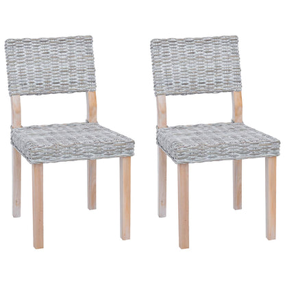 vidaXL Dining Chair 2 pcs Kubu Rattan White Wash 46 x 55 x 84 cm