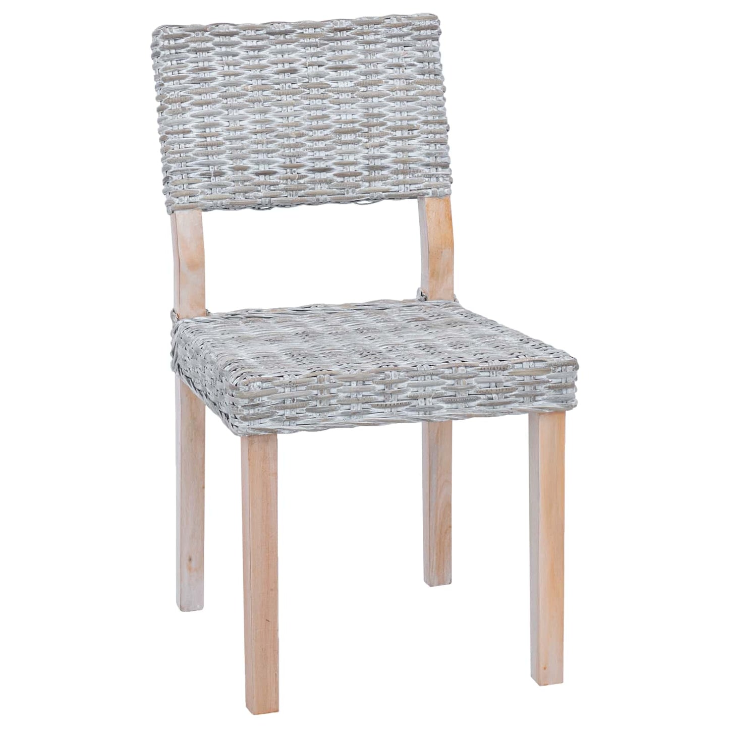 vidaXL Dining Chair 2 pcs Kubu Rattan White Wash 46 x 55 x 84 cm