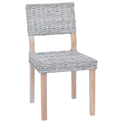 vidaXL Dining Chair 2 pcs Kubu Rattan White Wash 46 x 55 x 84 cm