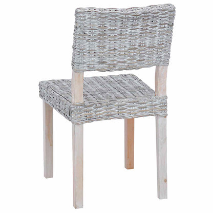 vidaXL Dining Chair 2 pcs Kubu Rattan White Wash 46 x 55 x 84 cm