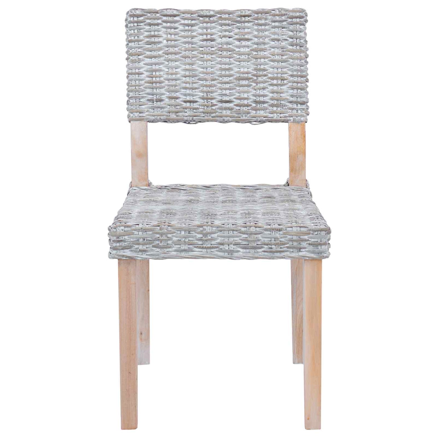 vidaXL Dining Chair 2 pcs Kubu Rattan White Wash 46 x 55 x 84 cm