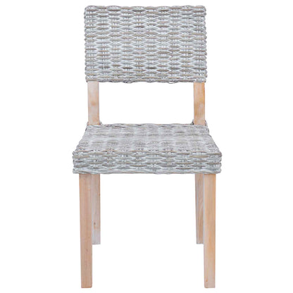 vidaXL Dining Chair 2 pcs Kubu Rattan White Wash 46 x 55 x 84 cm