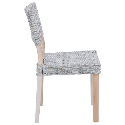vidaXL Dining Chair 2 pcs Kubu Rattan White Wash 46 x 55 x 84 cm