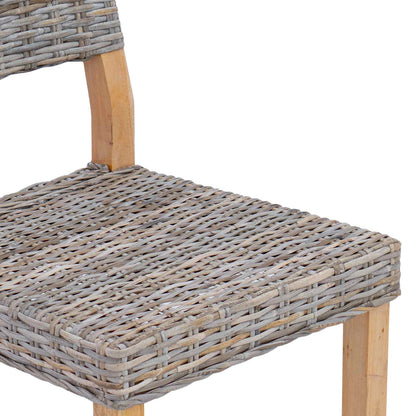 vidaXL Dining Chair 2 pcs Kubu Rattan Kubu Grey 46 x 55 x 84 cm