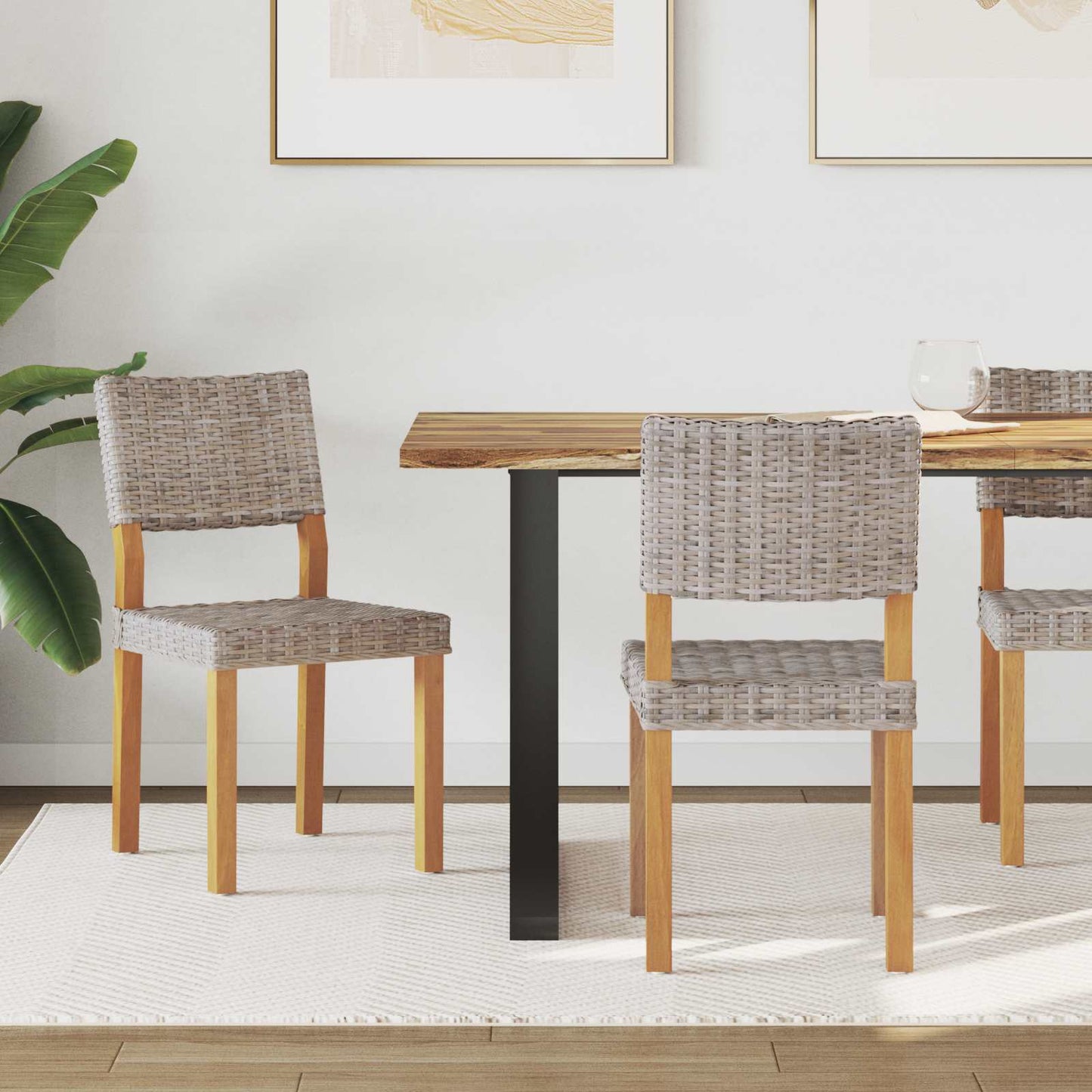 vidaXL Dining Chair 2 pcs Kubu Rattan Kubu Grey 46 x 55 x 84 cm