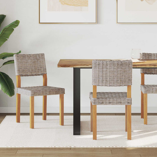 vidaXL Dining Chair 2 pcs Kubu Rattan Kubu Grey 46 x 55 x 84 cm