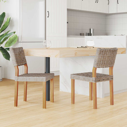 vidaXL Dining Chair 2 pcs Kubu Rattan Kubu Grey 46 x 55 x 84 cm