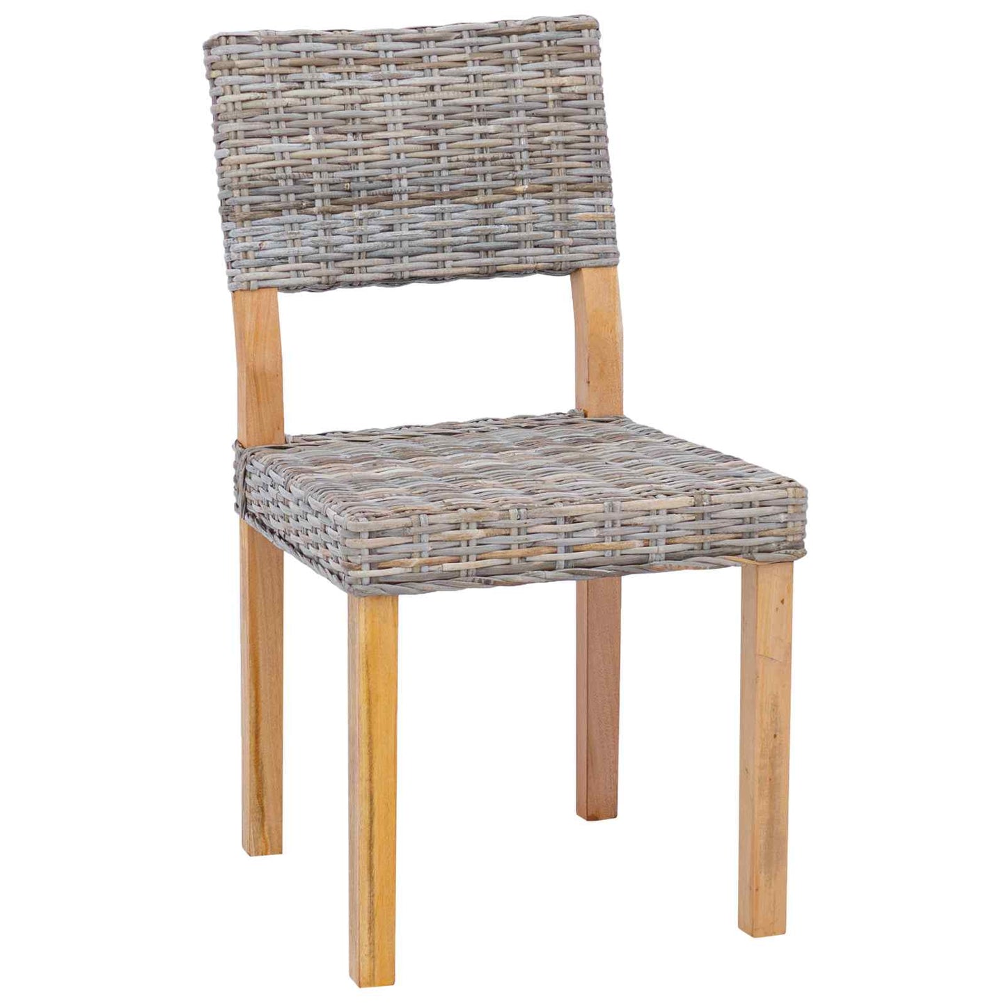 vidaXL Dining Chair 2 pcs Kubu Rattan Kubu Grey 46 x 55 x 84 cm