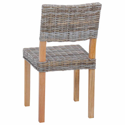 vidaXL Dining Chair 2 pcs Kubu Rattan Kubu Grey 46 x 55 x 84 cm