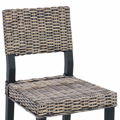 vidaXL Dining Chair 2 pcs Kubu Rattan Black Wash 46 x 55 x 84 cm